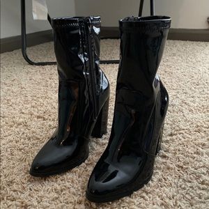 Black leather boots